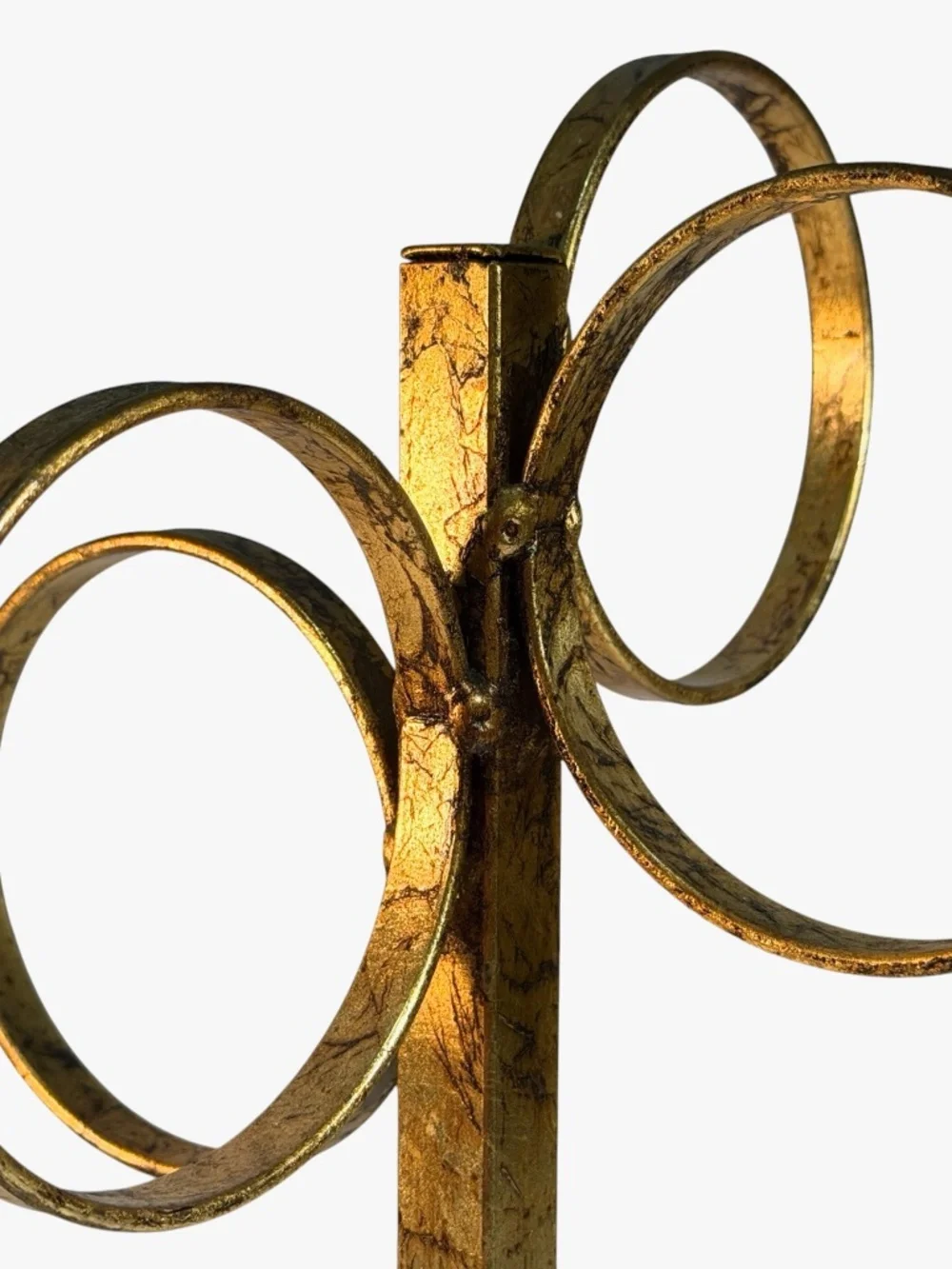 Vintage Gilt Gold Metal Guest Towel Holder 4 Rings H'wood Regency, Florentine